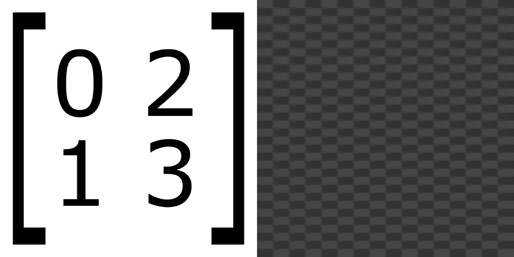 View of an empty 2 by 2 matrix.