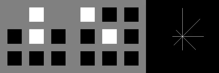 Example of a binary image that has been pruned with the Pruning morphological operator for a single iteration.