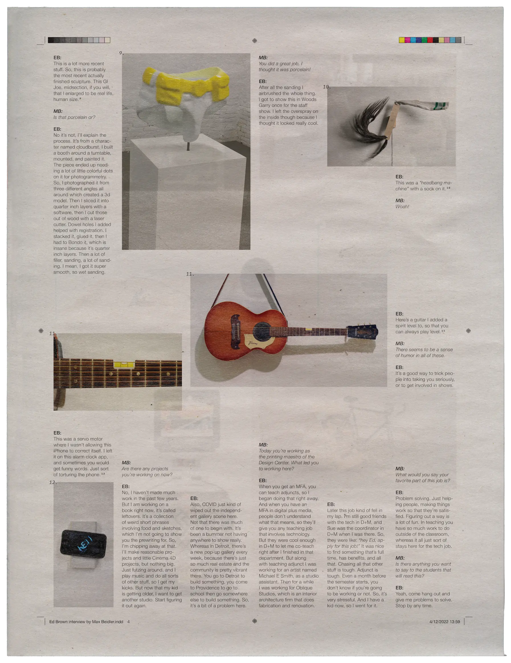 The back cover/page of the printed interview.