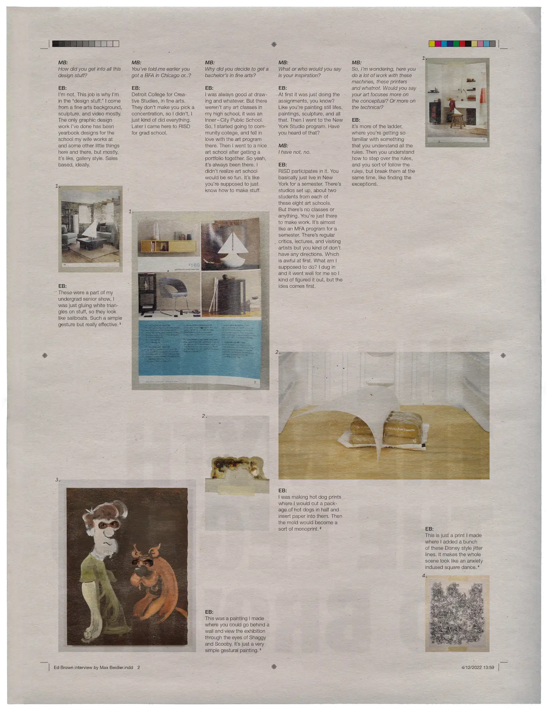 The second cover/page of the printed interview.