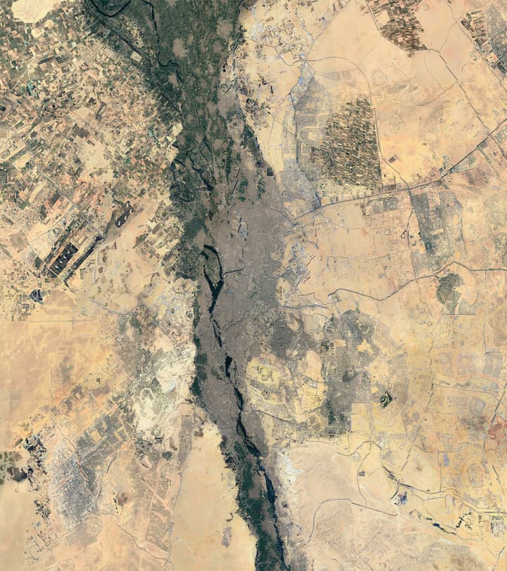 Triplet of images, starting with a satellite view of Cairo, unaltered in the first frame, the image then undergoes a striking transformation, compressing horizontally, and with the transformation the city’s greenery—parks, forests, and other natural areas—seemingly dissolves away as if subtly edged out of existence. This visual shift represents a real-world human mindset: the prioritization of human living space over natural landscapes. When the image expands, revealing newfound space, the instinct isn't to restore nature. Instead, it's seen as room for more urban development, reinforcing the narrative of human dominance and expansion over nature.
