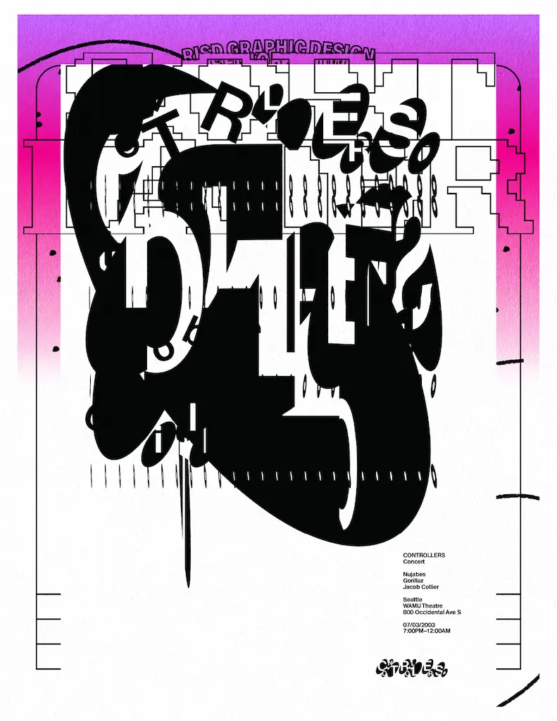 Poster generated on the Sort Later website featuring Wayn Luan’s work entitled Controllers Concert, printed on a US Letter sized piece of paper.